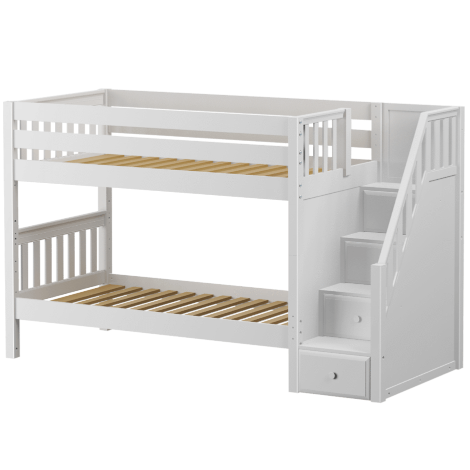 Maxtrix Twin XL Low Bunk Bed with Stairs