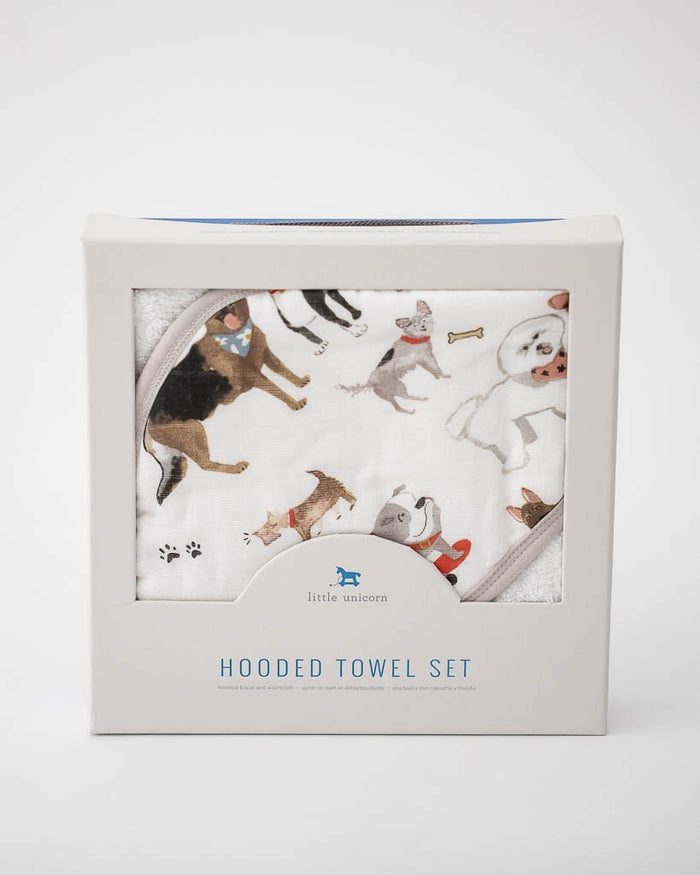 Little Unicorn Cotton Hooded Towel & Wash Cloth- Woof