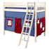 Maxtrix Twin High Bunk Bed with Angled Ladder + Curtain