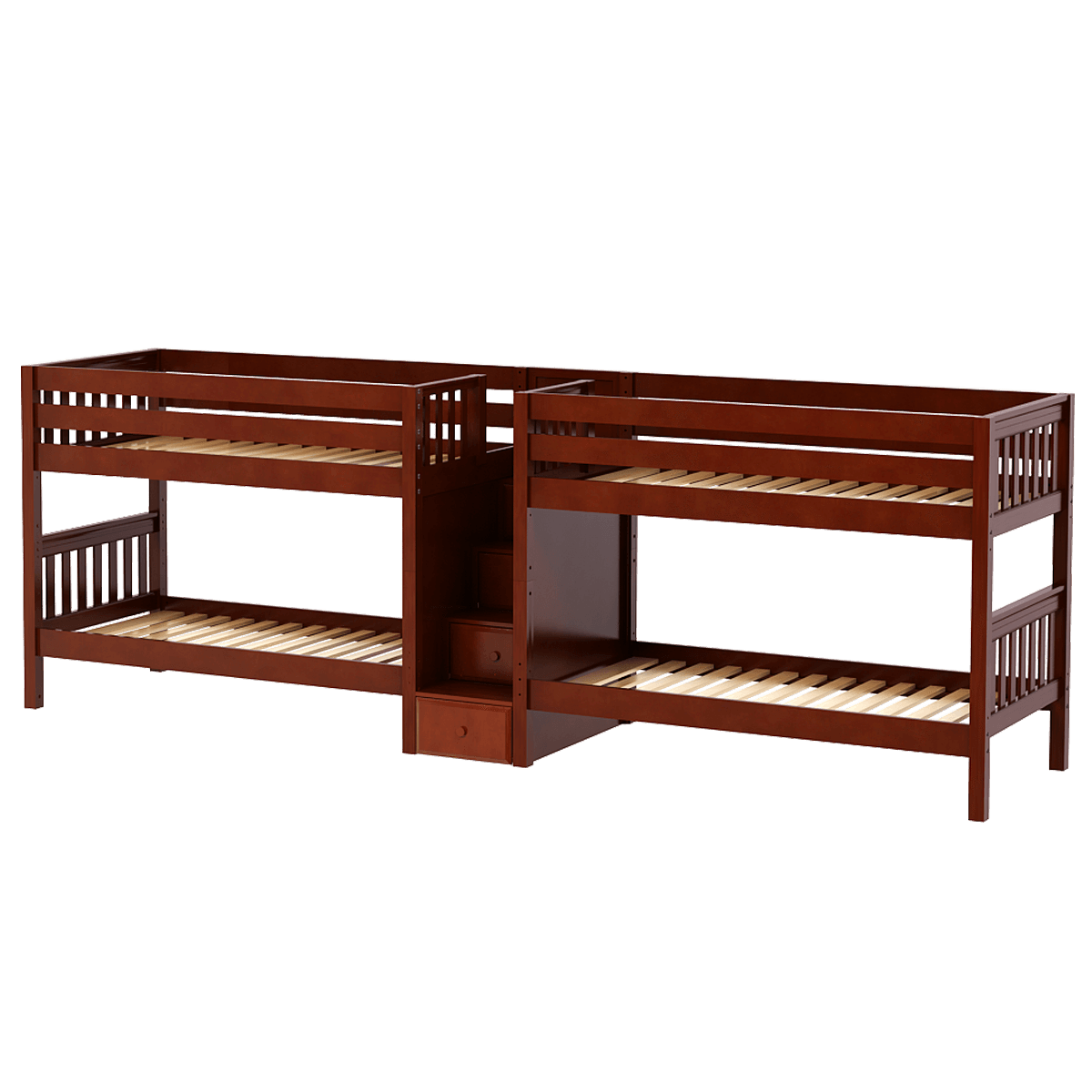 Maxtrix Twin XL Quadruple Bunk Bed with Stairs