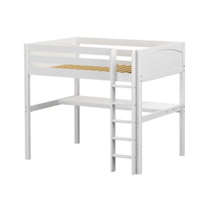 Maxtrix Full High Loft Bed with Straight Ladder and Long Desk