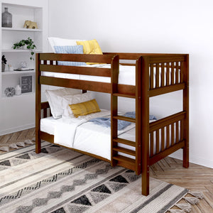 Maxtrix Twin XL Low Bunk Bed with Straight Ladder on Front