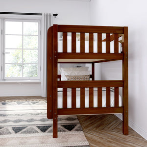 Maxtrix Twin XL Low Bunk Bed with Straight Ladder on Front