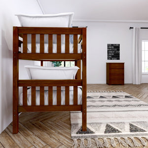 Maxtrix Twin XL Low Bunk Bed with Straight Ladder on Front