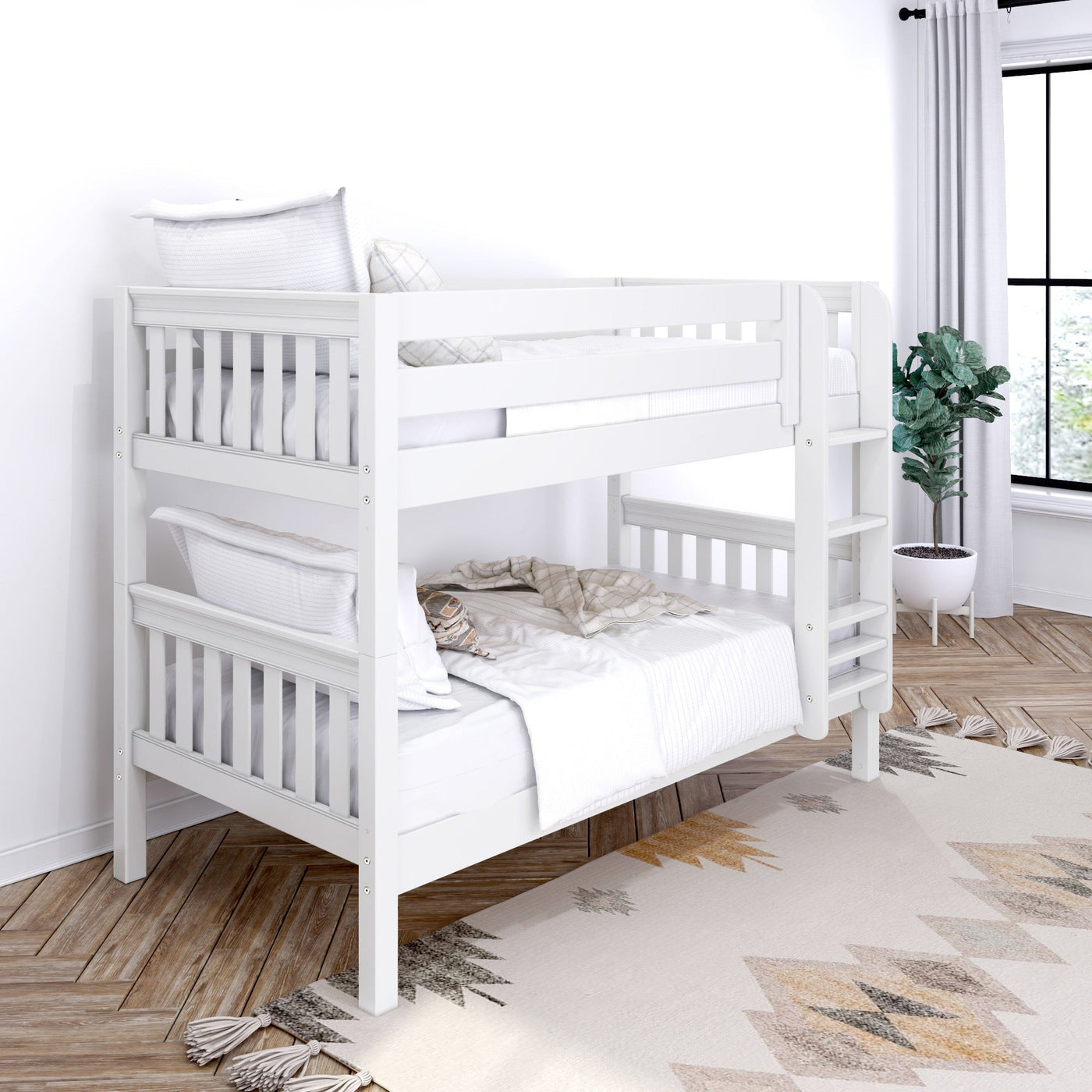 White low bunk outlet beds