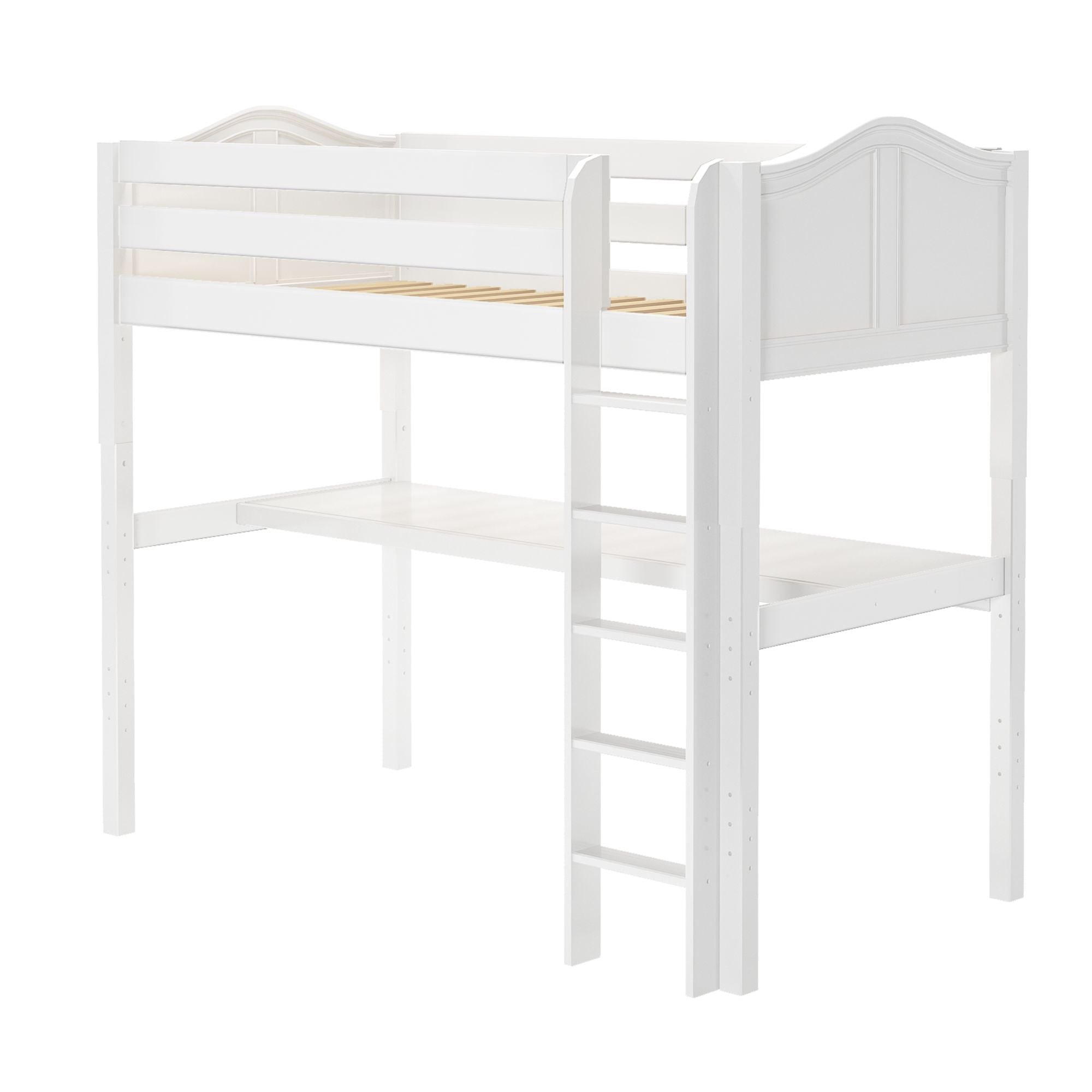 Maxtrix Twin High Loft Bed with Straight Ladder and Long Desk