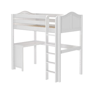 Maxtrix Twin High Loft Bed with Straight Ladder and Corner Desk