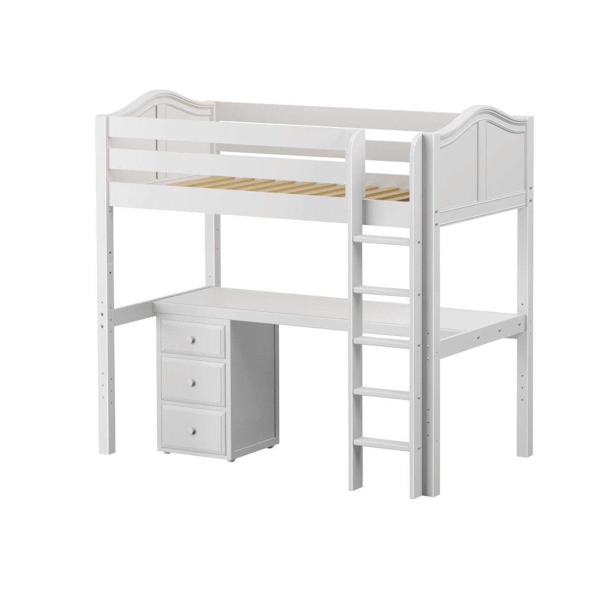 Maxtrix Twin High Loft Bed with Straight Ladder and Long Desk