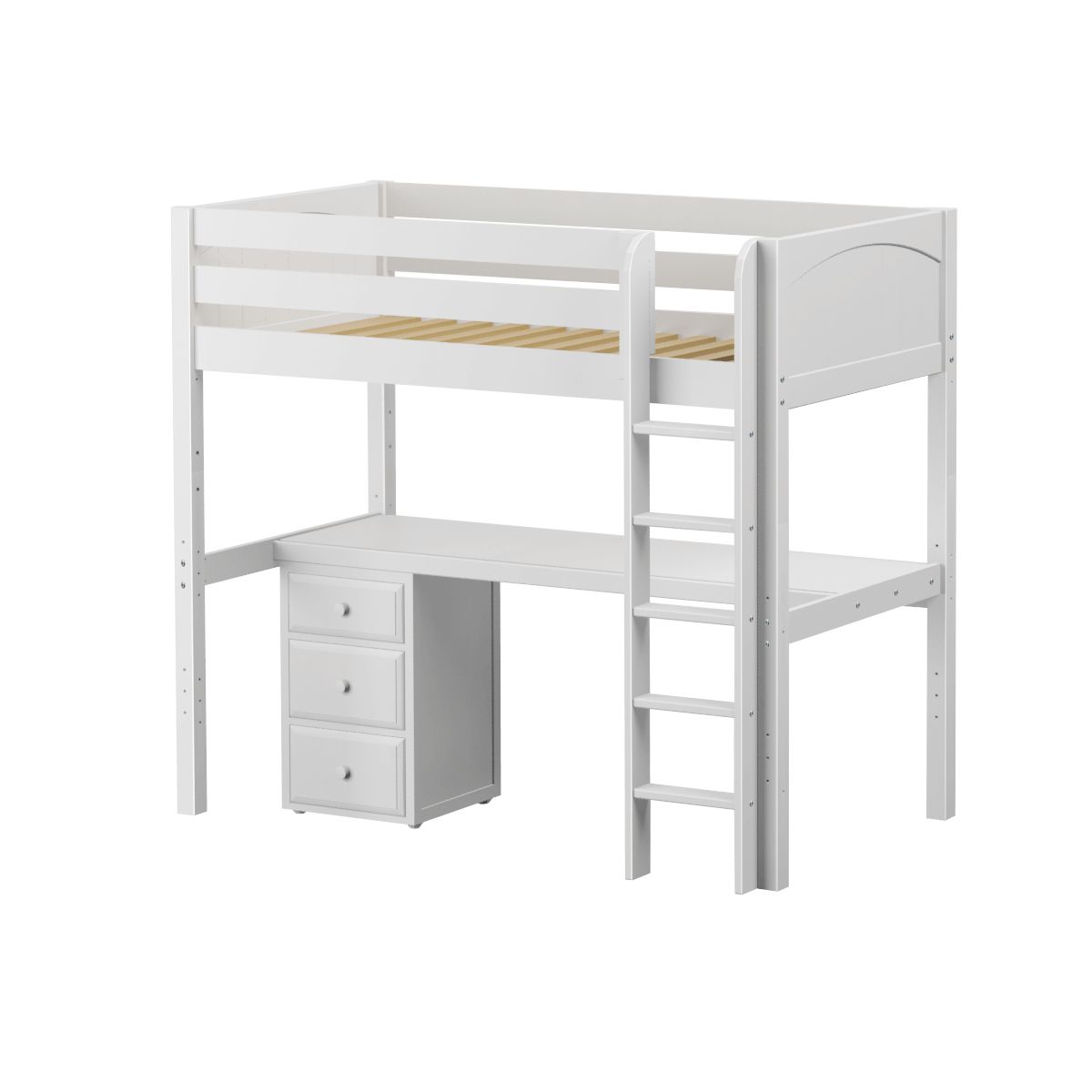 Maxtrix Twin High Loft Bed with Straight Ladder and Long Desk