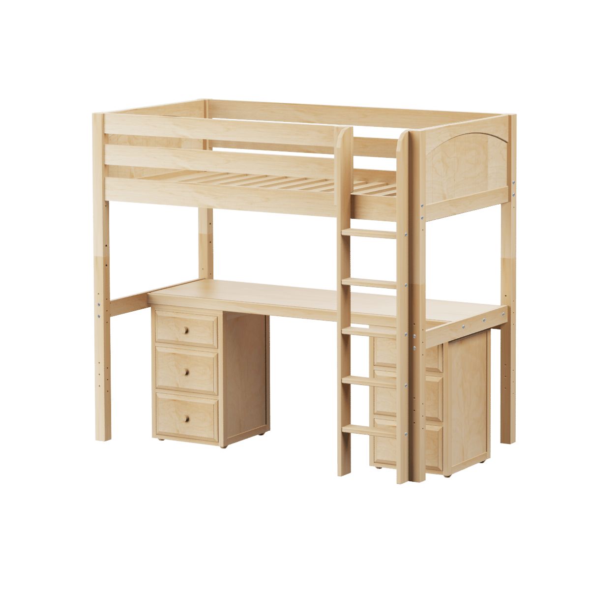 Maxtrix Twin High Loft Bed with Straight Ladder and Long Desk