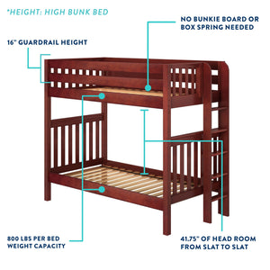 Maxtrix Twin High Bunk Bed with Stairs