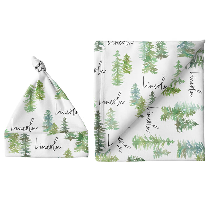 Sugar + Maple Small Blanket & Hat Set - Pine Tree