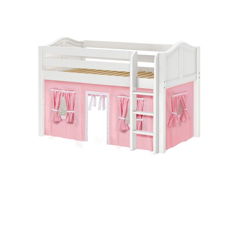 Maxtrix Twin Low Loft Bed with Straight Ladder and Underbed Curtain