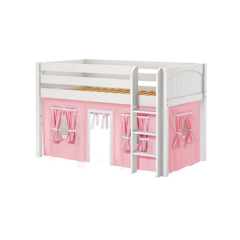 Maxtrix Twin Low Loft Bed with Straight Ladder and Underbed Curtain