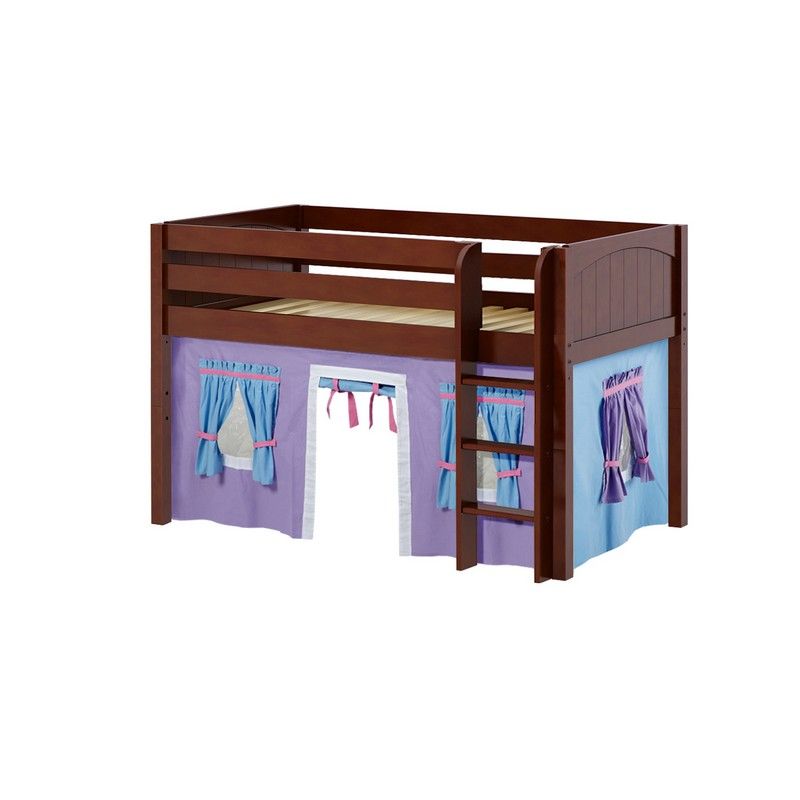 Maxtrix Twin Low Loft Bed with Straight Ladder and Underbed Curtain