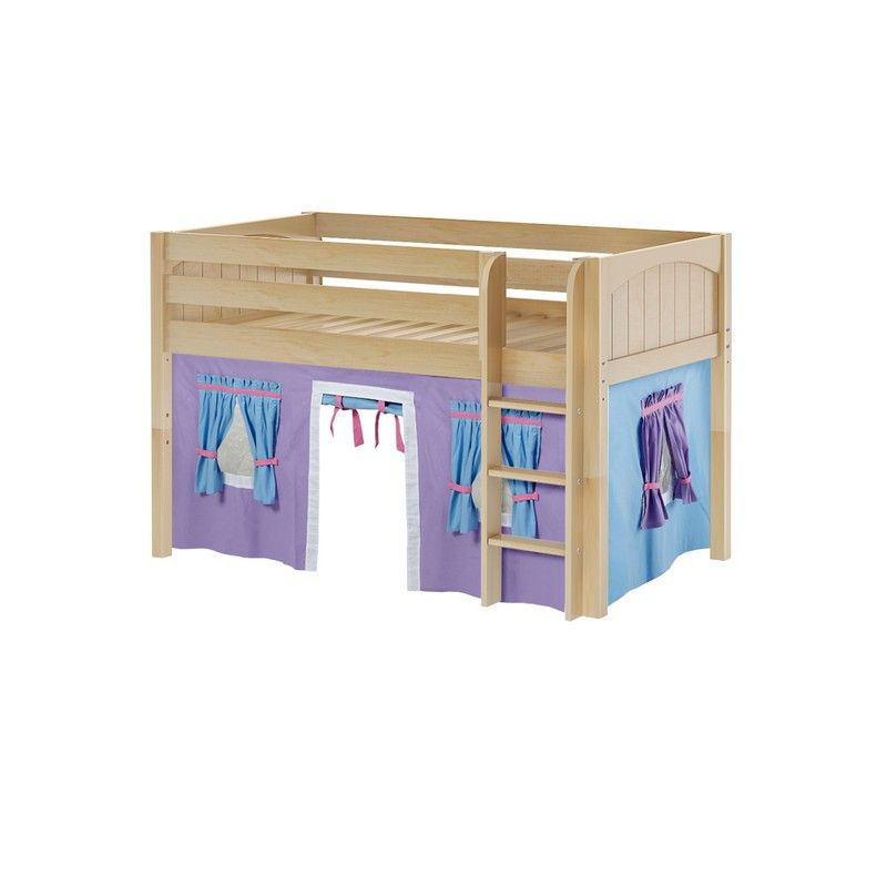 Maxtrix Twin Low Loft Bed with Straight Ladder and Underbed Curtain