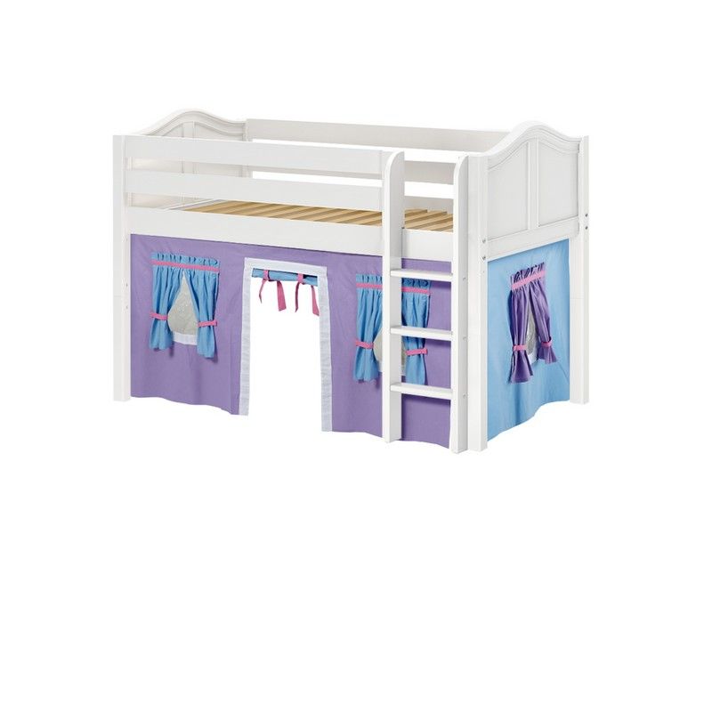 Maxtrix Twin Low Loft Bed with Straight Ladder and Underbed Curtain