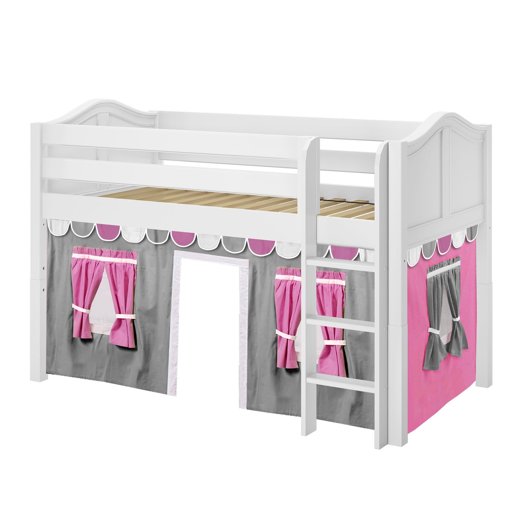 Maxtrix Twin Low Loft Bed with Straight Ladder and Underbed Curtain