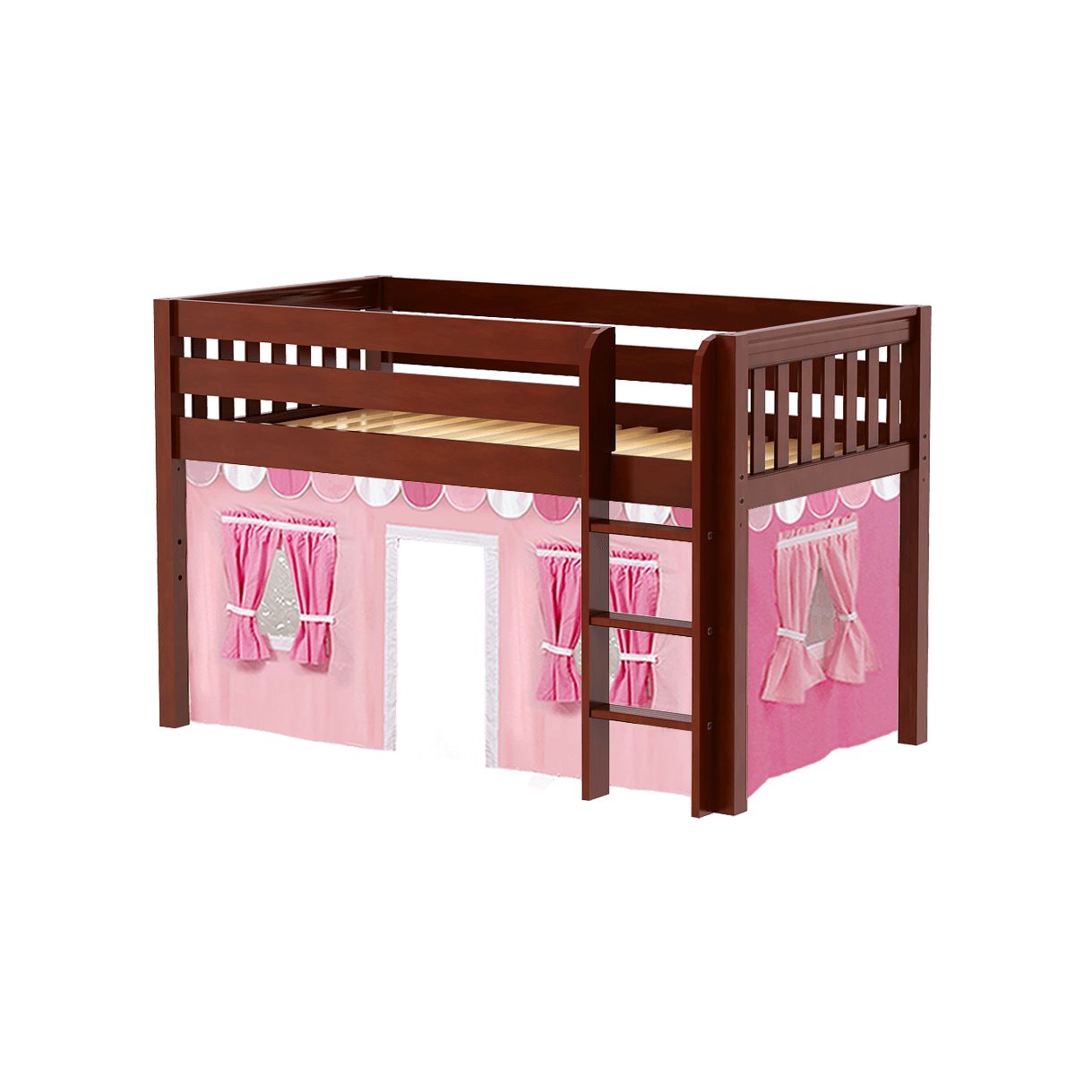 Maxtrix Twin Low Loft Bed with Straight Ladder and Underbed Curtain