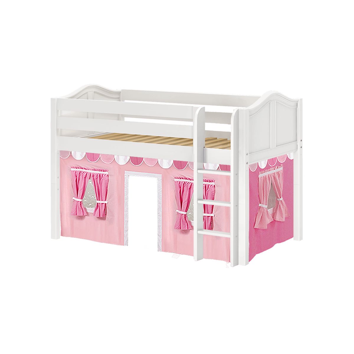 Maxtrix Twin Low Loft Bed with Straight Ladder and Underbed Curtain