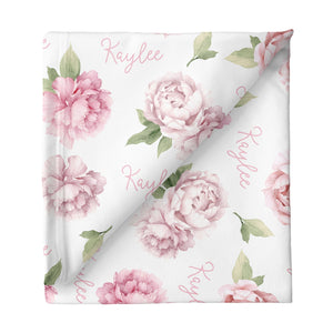 Sugar + Maple Large Stretchy Blanket - Pink Peonies