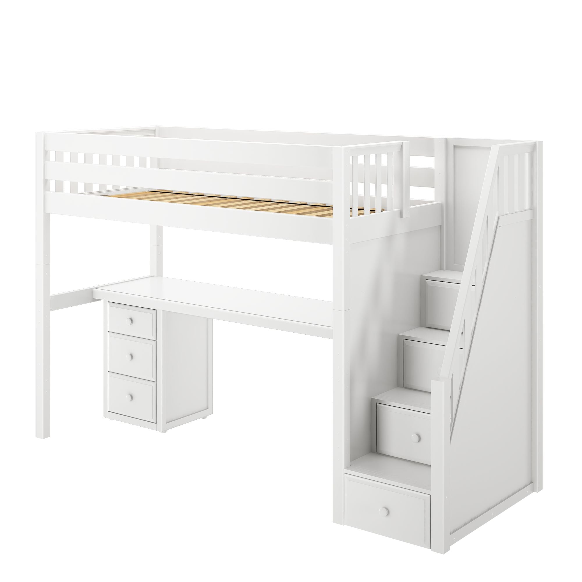 Maxtrix Twin XL High Loft Bed with Stairs with Long Desk