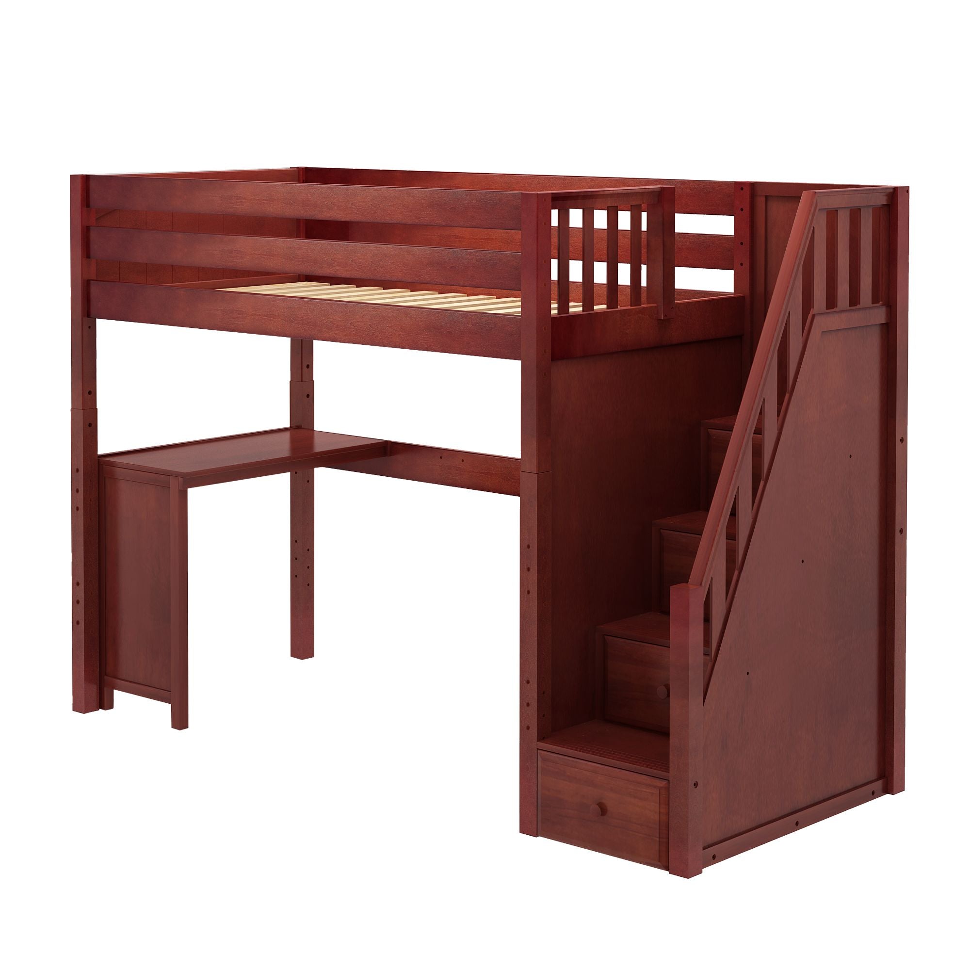 Maxtrix Twin High Loft Bed with Stairs with Corner Desk