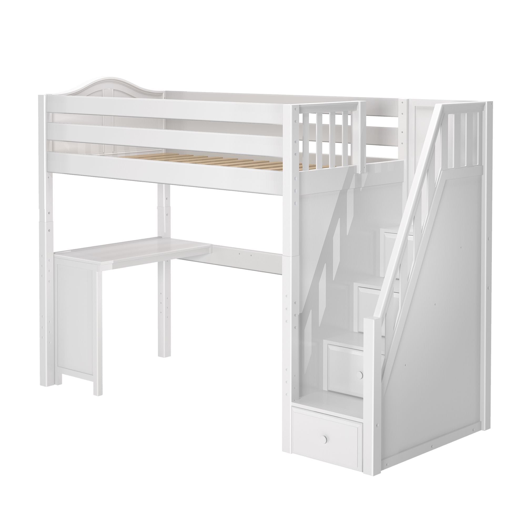 Maxtrix Twin High Loft Bed with Stairs with Corner Desk