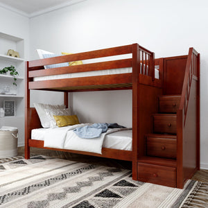 Maxtrix Twin XL Medium Bunk Bed with Stairs