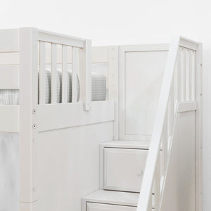 Maxtrix Twin High Loft Bed with Stairs with Long Desk