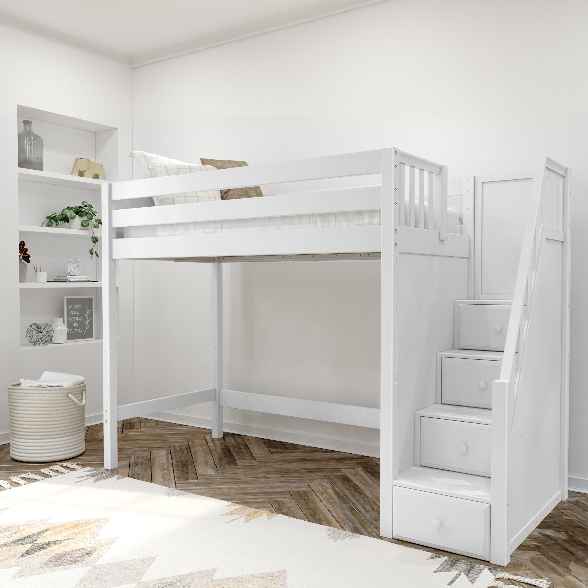 Maxtrix Twin High Loft Bed with Stairs