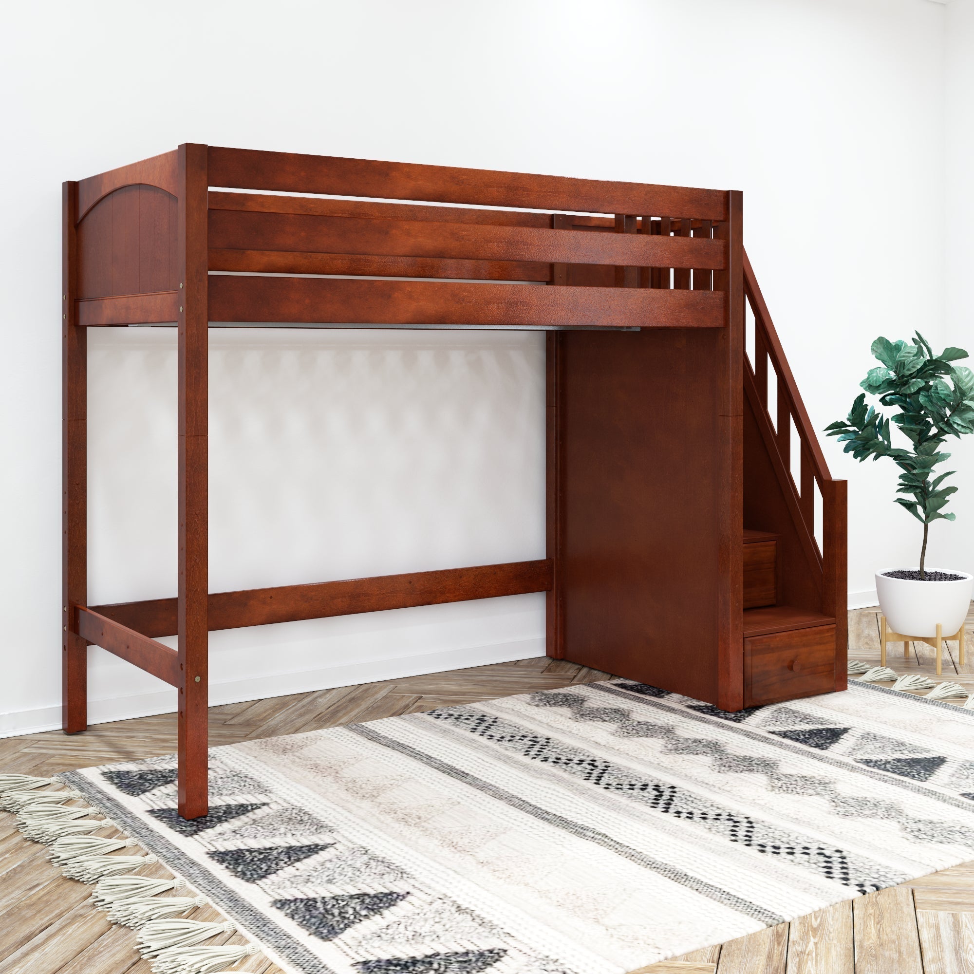 Maxtrix Twin High Loft Bed with Stairs