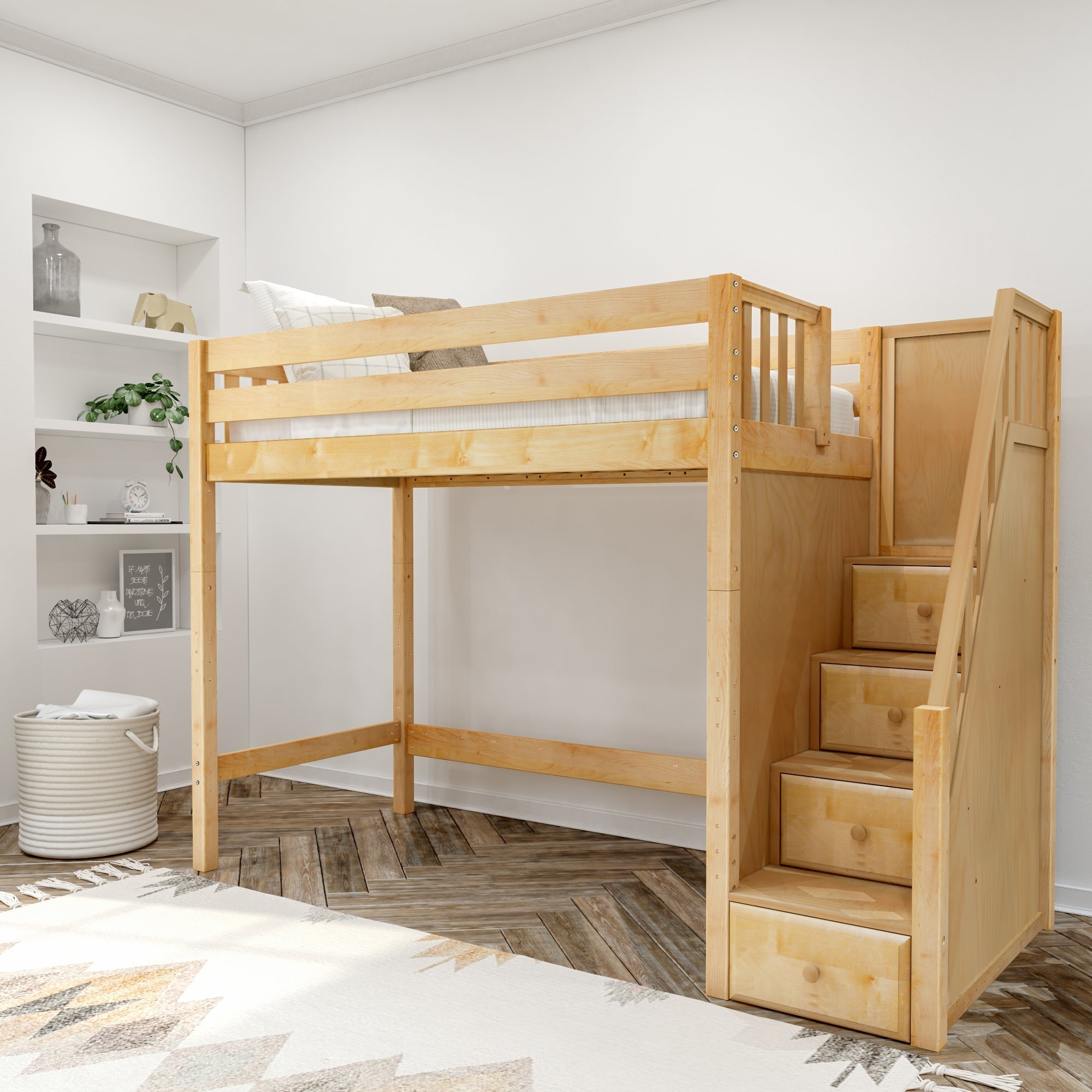 Maxtrix Twin High Loft Bed with Stairs