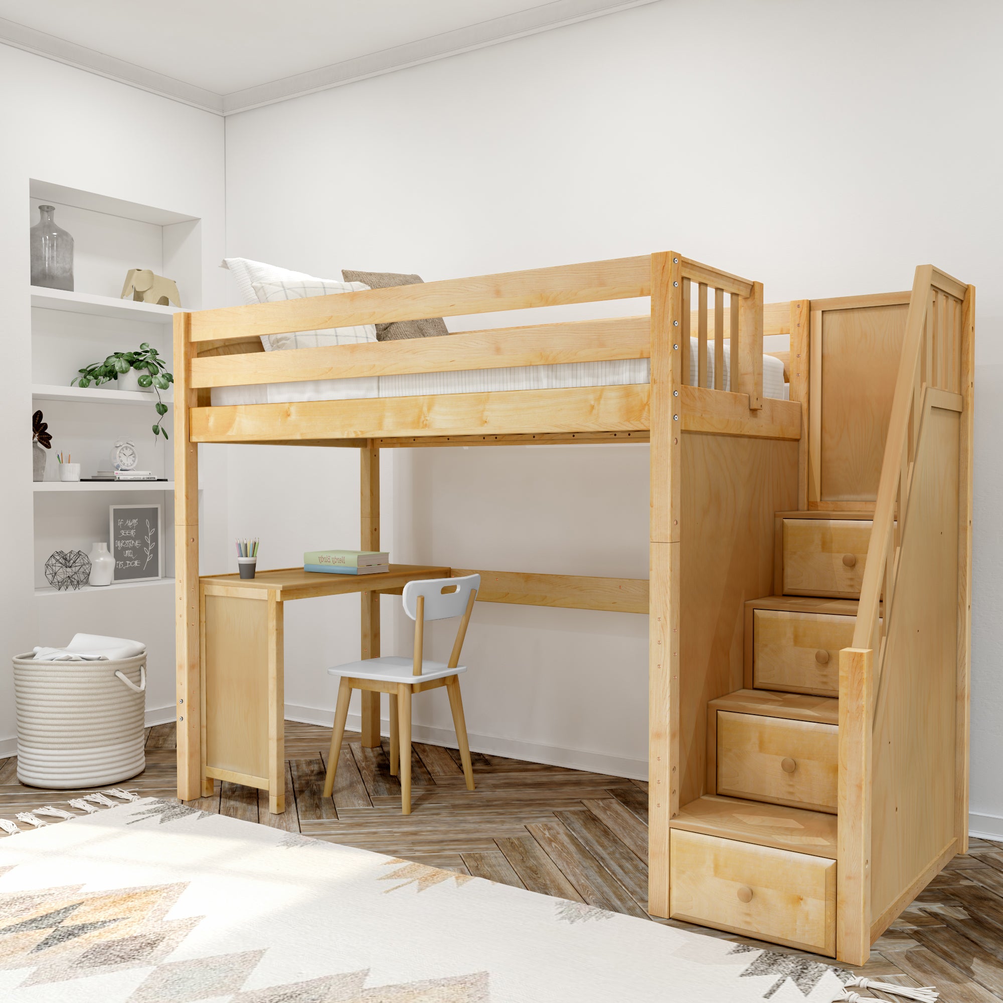 Corner Loft Bed Stairs Desk