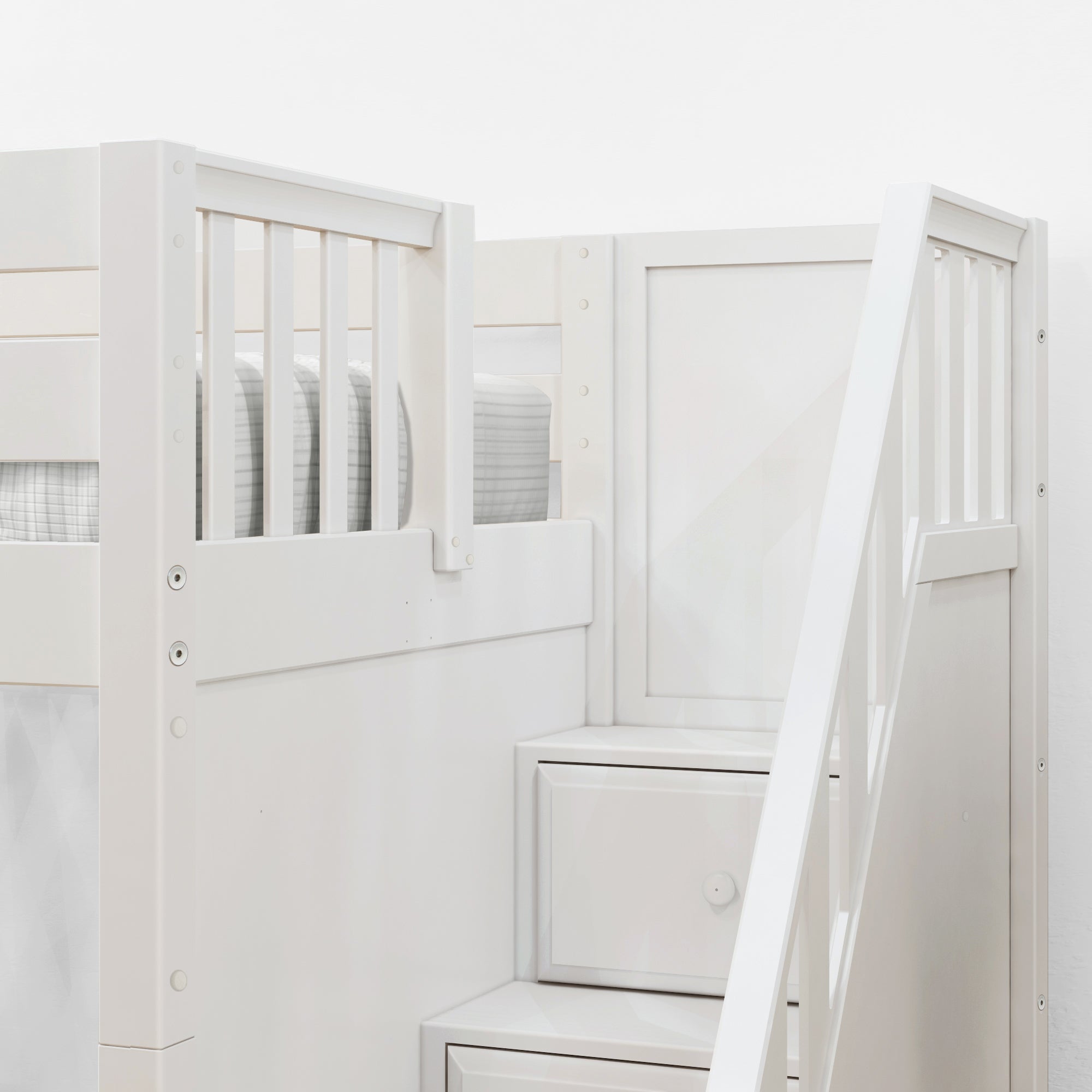 Maxtrix Twin High Loft Bed with Stairs with Corner Desk