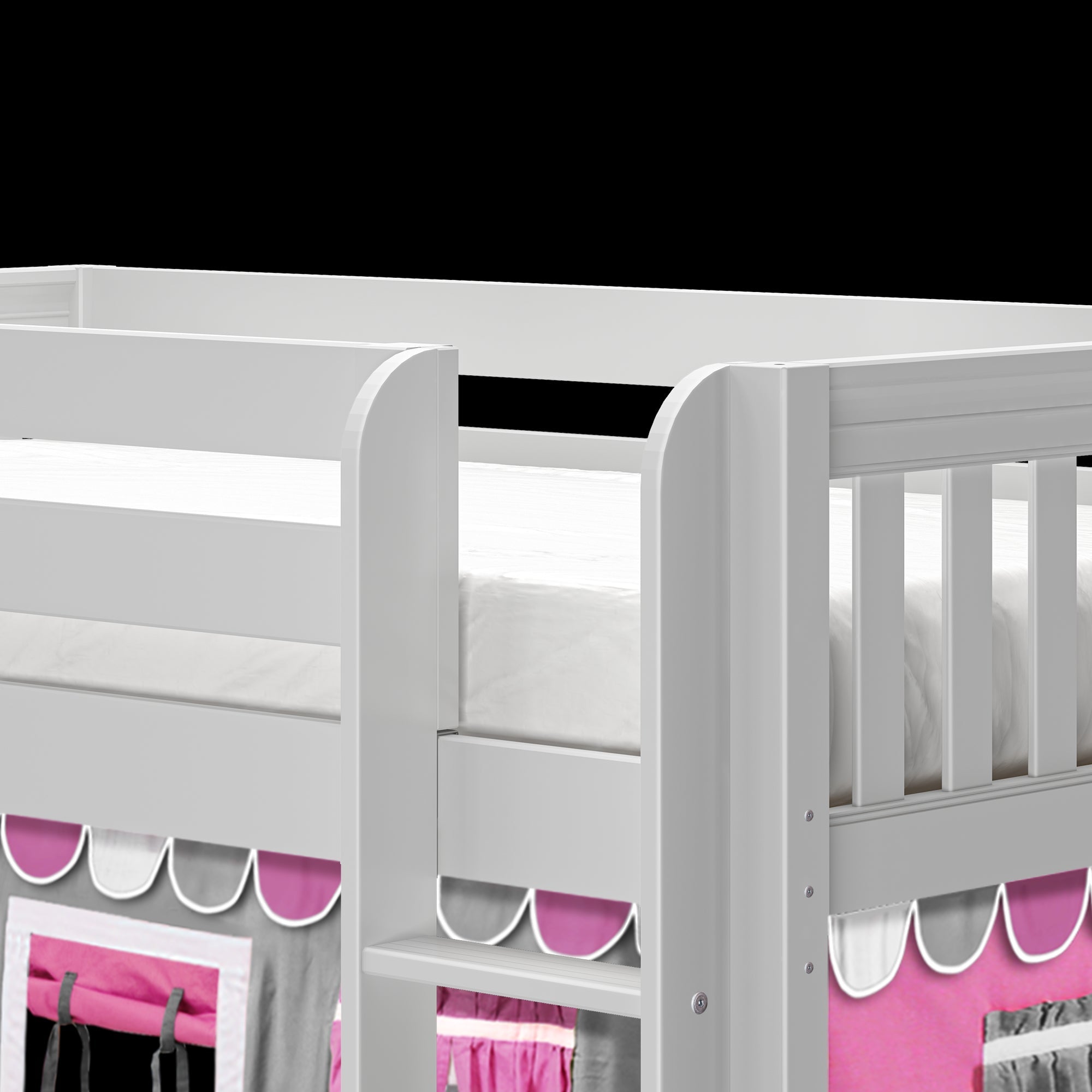 Maxtrix Twin Low Loft Bed with Straight Ladder and Underbed Curtain