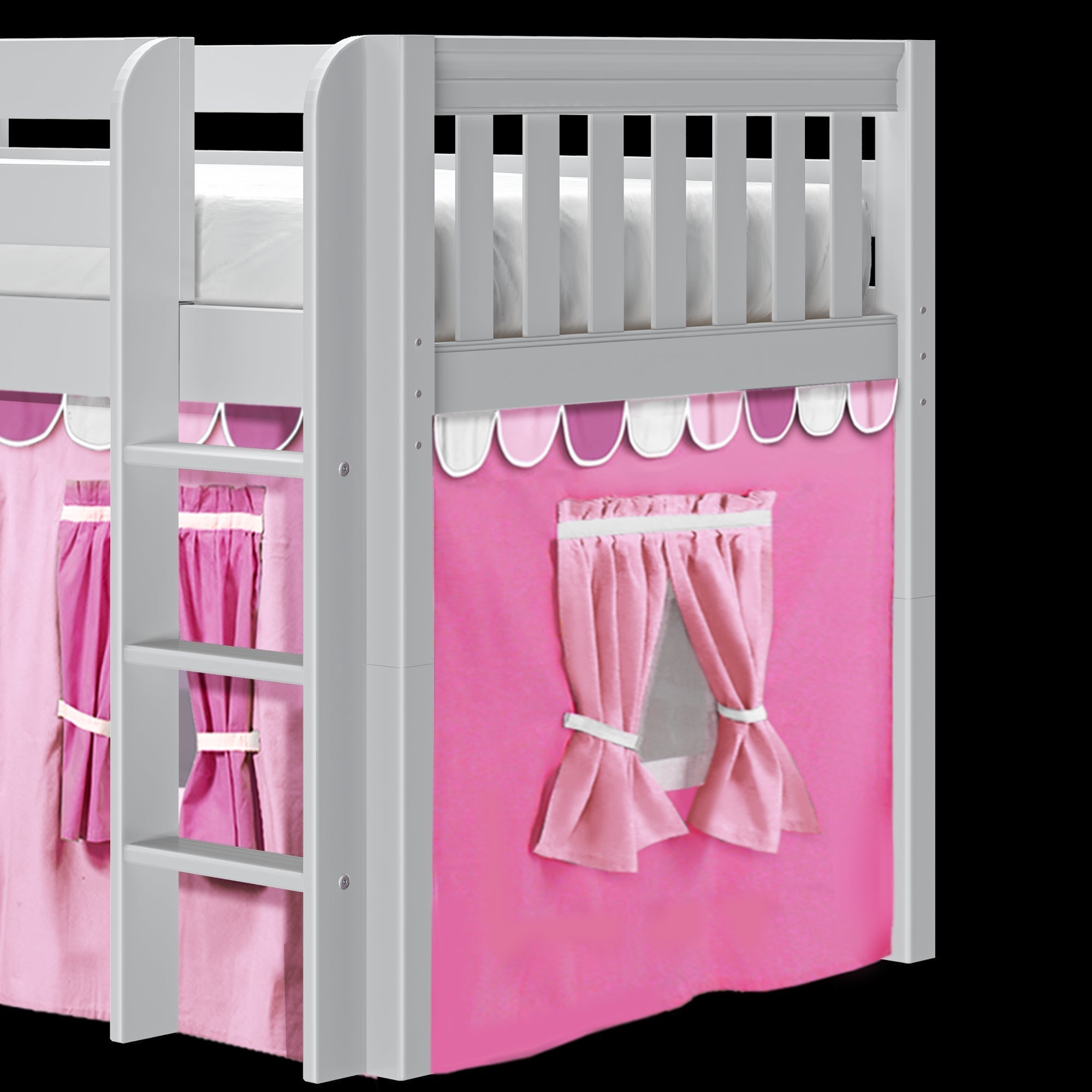 Maxtrix Twin Low Loft Bed with Straight Ladder and Underbed Curtain