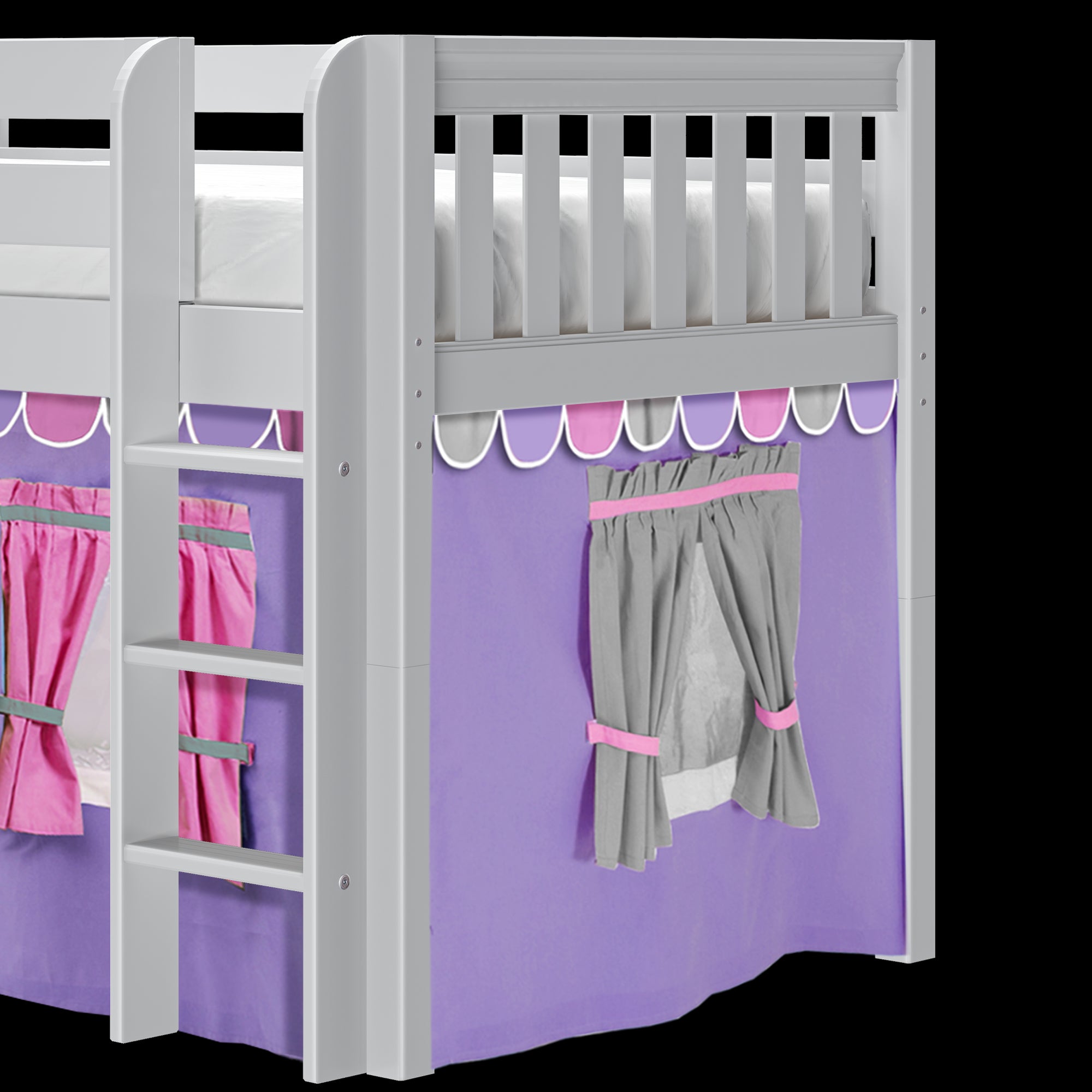 Maxtrix Twin Low Loft Bed with Straight Ladder and Underbed Curtain