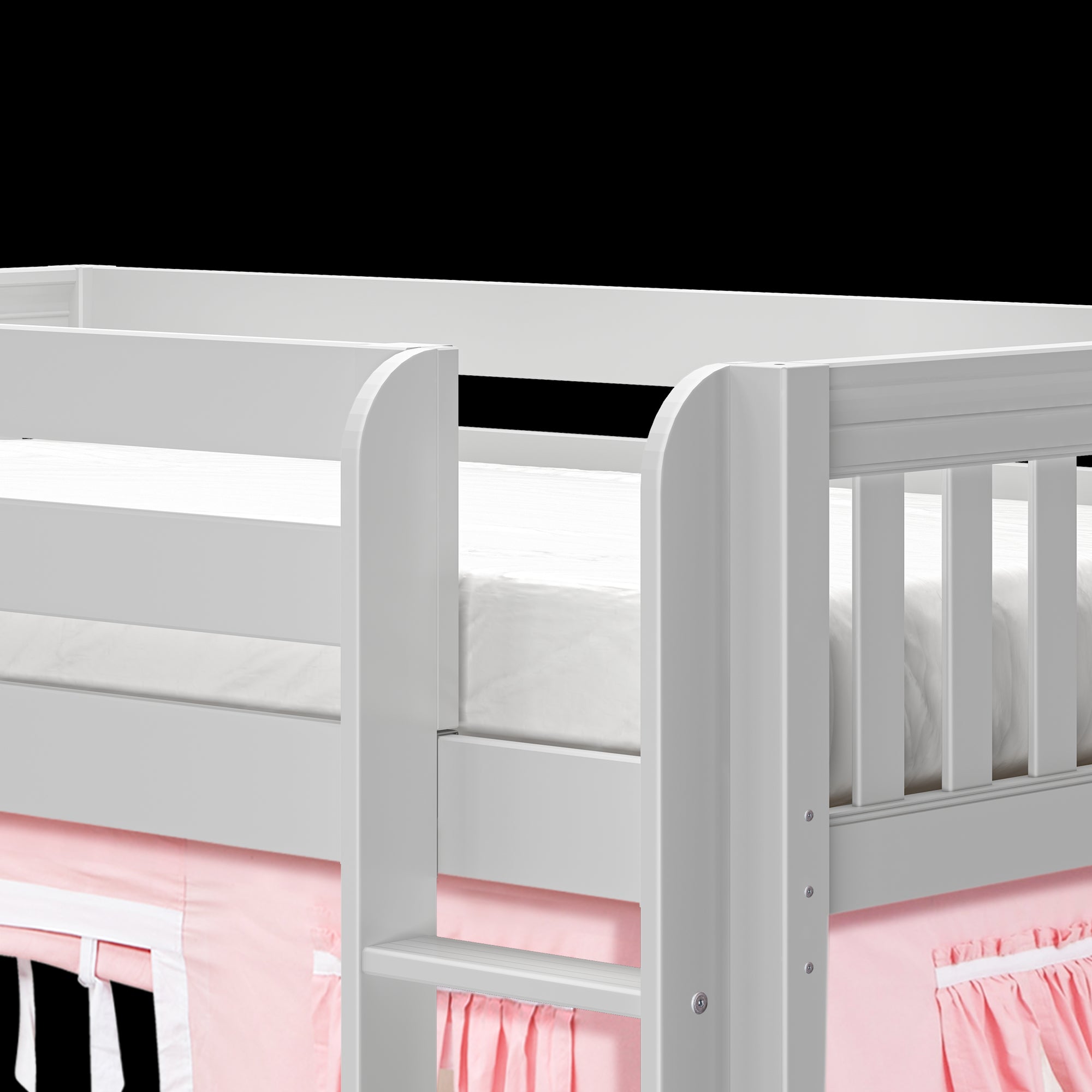 Maxtrix Twin Low Loft Bed with Straight Ladder and Underbed Curtain