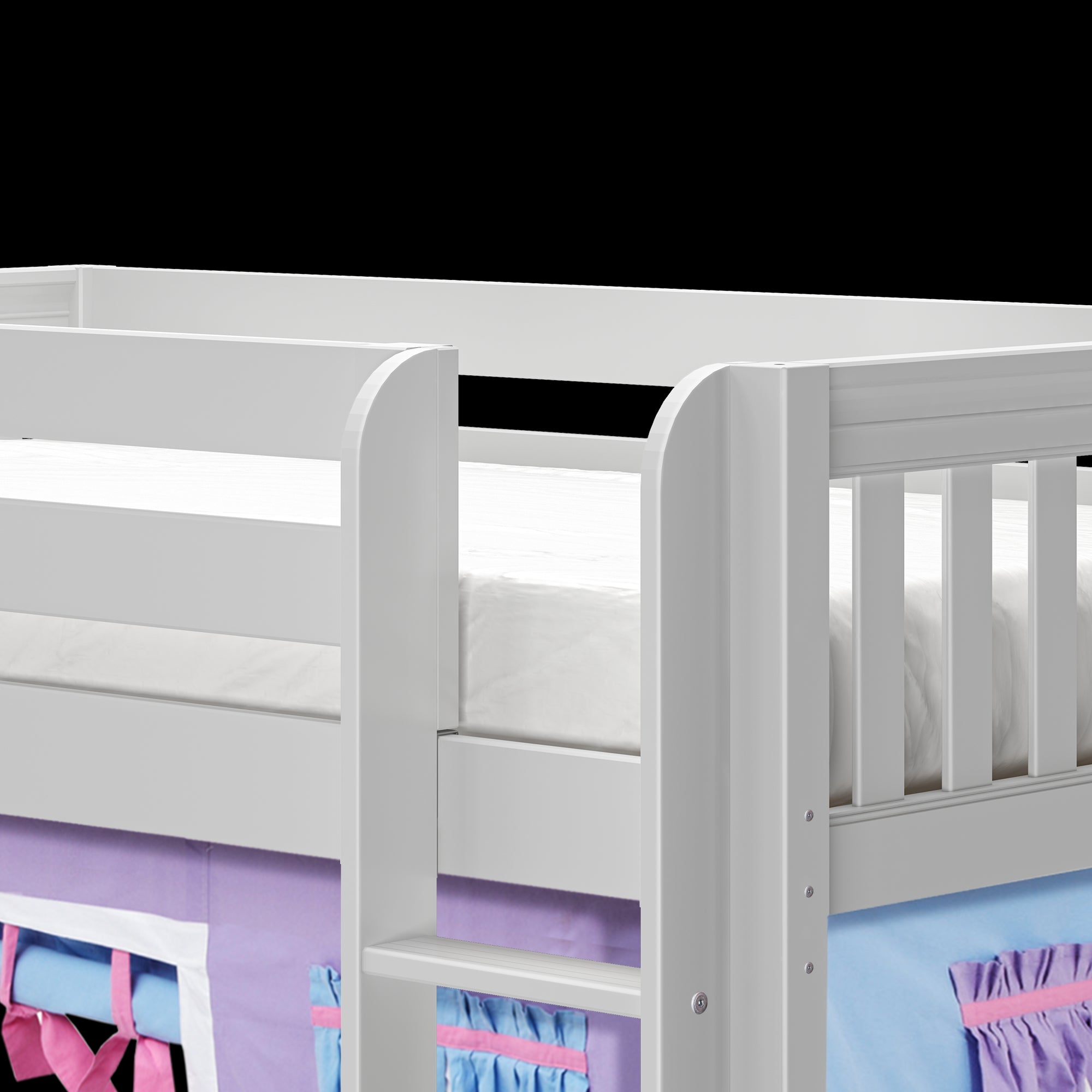 Maxtrix Twin Low Loft Bed with Straight Ladder and Underbed Curtain