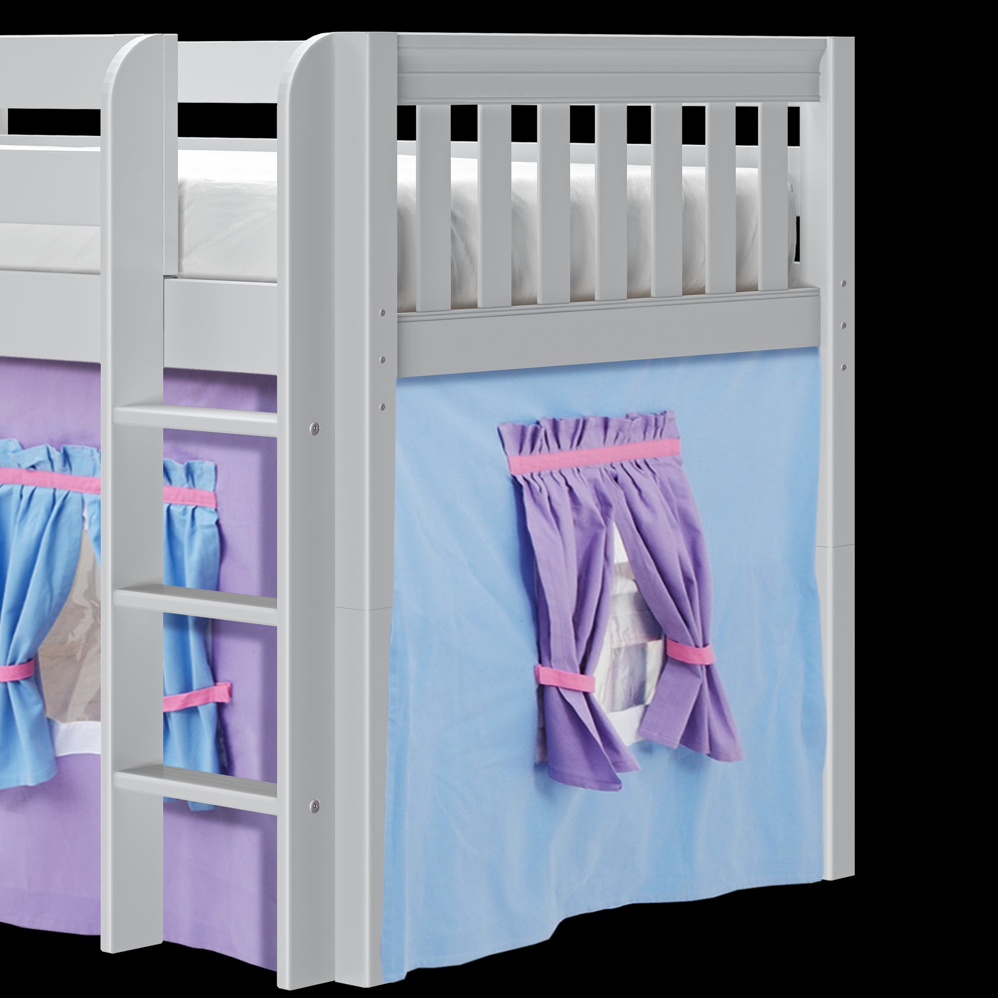 Maxtrix Twin Low Loft Bed with Straight Ladder and Underbed Curtain