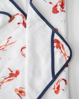 Little Unicorn Hooded Towel & Washcloth Set - Fish Pond