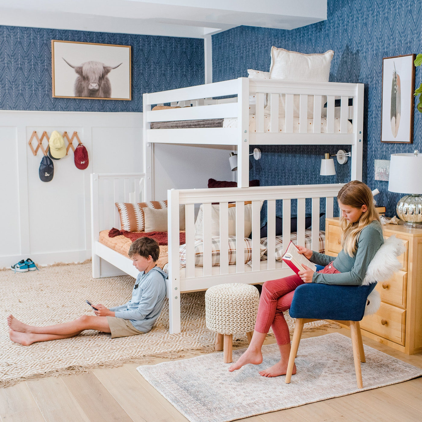 White twin over queen bunk outlet bed